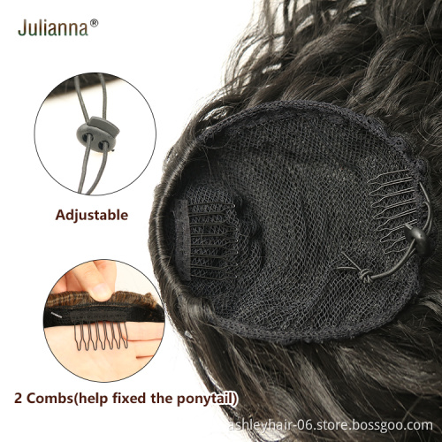 Julianna Kanekalon Japan Fibre Hair Curly Ponytail Ponytail Packaging Bodywave Synthetic High Temperature Grey Yaki Ponytail